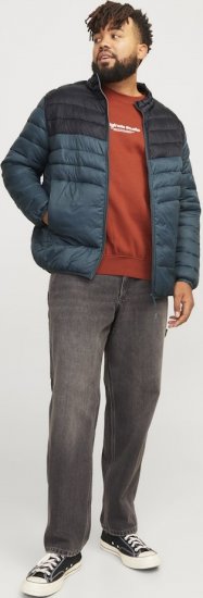 Jack & Jones SPRINT Black Blocking Quilted Collar Jacket Teal - Jakker - Store jakker - 2XL-12XL