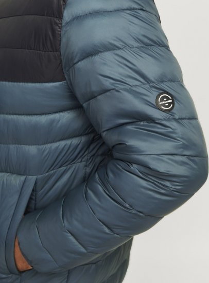 Jack & Jones SPRINT Black Blocking Quilted Collar Jacket Teal - Jakker - Store jakker - 2XL-12XL