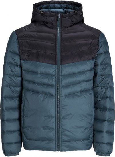 Jack & Jones SPRINT Black Blocking Quilted Hooded Jacket Turquoise Blue - Jakker - Store jakker - 2XL-12XL