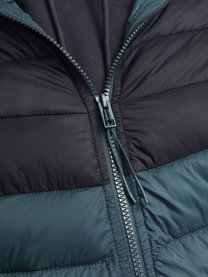 Jack & Jones SPRINT Black Blocking Quilted Hooded Jacket Turquoise Blue - Jakker - Store jakker - 2XL-12XL