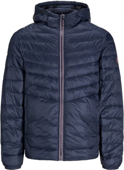 Jack & Jones SPRINT Red Stitches Quilted Hooded Jacket Navy Blazer - Jakker - Store jakker - 2XL-12XL