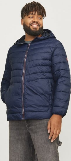 Jack & Jones SPRINT Red Stitches Quilted Hooded Jacket Navy Blazer - Jakker - Store jakker - 2XL-12XL