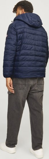 Jack & Jones SPRINT Red Stitches Quilted Hooded Jacket Navy Blazer - Jakker - Store jakker - 2XL-12XL