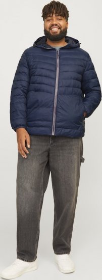 Jack & Jones SPRINT Red Stitches Quilted Hooded Jacket Navy Blazer - Jakker - Store jakker - 2XL-12XL