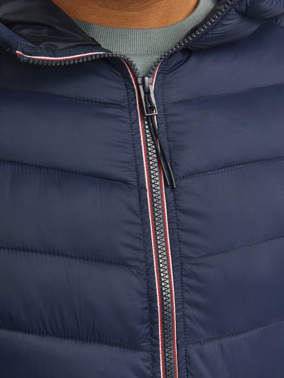 Jack & Jones SPRINT Red Stitches Quilted Hooded Jacket Navy Blazer - Jakker - Store jakker - 2XL-12XL