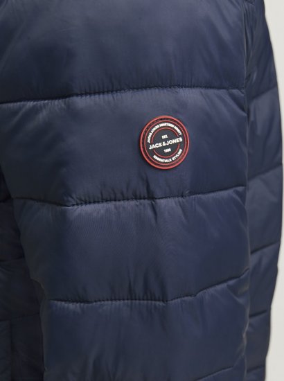 Jack & Jones SPRINT Red Stitches Quilted Hooded Jacket Navy Blazer - Jakker - Store jakker - 2XL-12XL