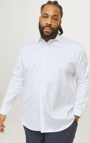 Jack & Jones ARMA LS Shirt White - Skjorter - Store skjorter - 2XL-8XL