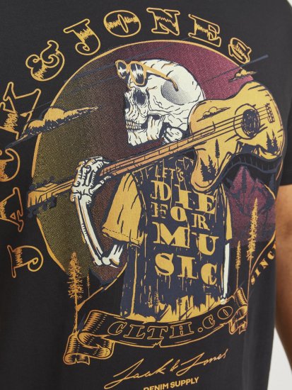 Jack & Jones JJSKULL ROCK T-Shirt Black - T-skjorter - Store T-skjorter - 2XL-14XL