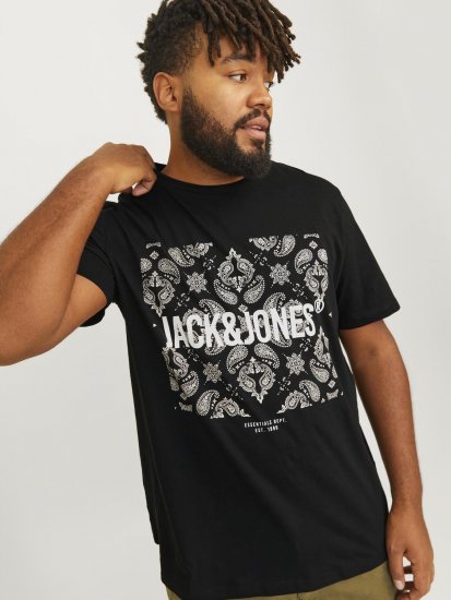 Jack & Jones JJPAISLEY T-Shirt Black - T-skjorter - Store T-skjorter - 2XL-14XL