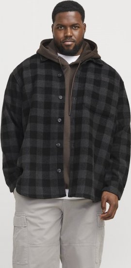 Jack & Jones ZAC BRUSHED Long Sleeve OVERSHIRT Grey - Skjorter - Store skjorter - 2XL-8XL