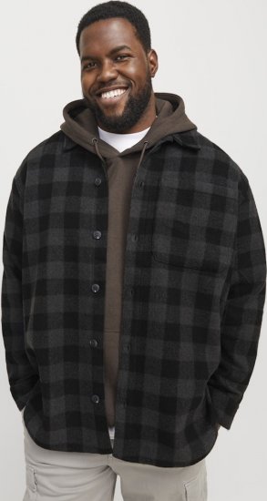 Jack & Jones ZAC BRUSHED Long Sleeve OVERSHIRT Grey - Skjorter - Store skjorter - 2XL-8XL