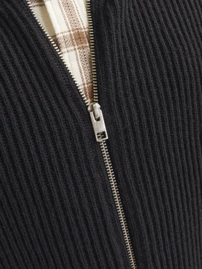 Jack & Jones PANNEL Turtleneck Knitted Sweater with Zipper Black - Gensere og hettegensere - Store hettegensere - 2XL-14XL