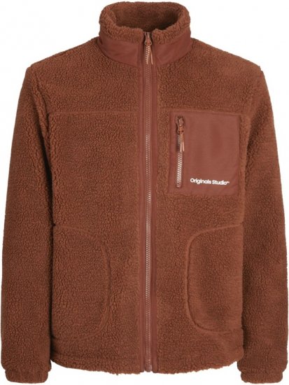 Jack & Jones ESTERBRO High Collar Teddy Jacket Brandy Brown - Jakker - Store jakker - 2XL-12XL