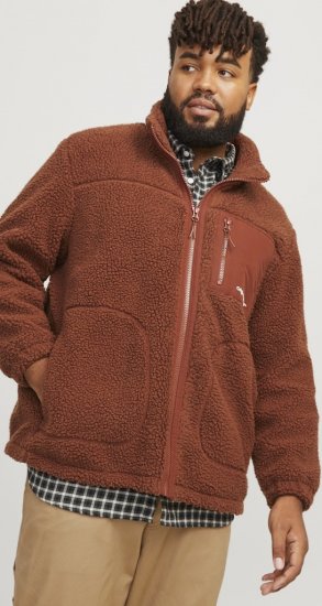 Jack & Jones ESTERBRO High Collar Teddy Jacket Brandy Brown - Jakker - Store jakker - 2XL-12XL