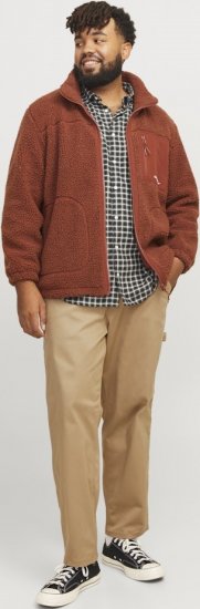 Jack & Jones ESTERBRO High Collar Teddy Jacket Brandy Brown - Jakker - Store jakker - 2XL-12XL