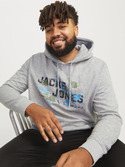 Jack & Jones JCOOUTDOOR Hoodie Light Grey - Gensere og hettegensere - Store hettegensere - 2XL-14XL