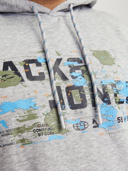Jack & Jones JCOOUTDOOR Hoodie Light Grey - Gensere og hettegensere - Store hettegensere - 2XL-14XL