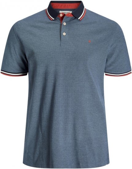 Jack & Jones PAULOS Short Sleeve Polo Denim Blue/PS - Polo- & piqueskjorter - Poloskjorte i store størrelser - 2XL-8XL