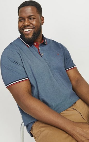 Jack & Jones PAULOS Short Sleeve Polo Denim Blue/PS - Polo- & piqueskjorter - Poloskjorte i store størrelser - 2XL-8XL