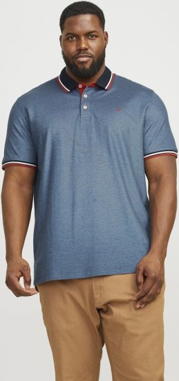 Jack & Jones PAULOS Short Sleeve Polo Denim Blue/PS - Polo- & piqueskjorter - Poloskjorte i store størrelser - 2XL-8XL