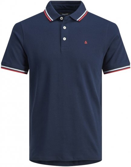 Jack & Jones PAULOS Short Sleeve Polo Navy Blazer - Polo- & piqueskjorter - Poloskjorte i store størrelser - 2XL-8XL