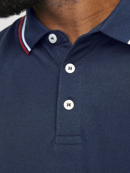 Jack & Jones PAULOS Short Sleeve Polo Navy Blazer - Polo- & piqueskjorter - Poloskjorte i store størrelser - 2XL-8XL