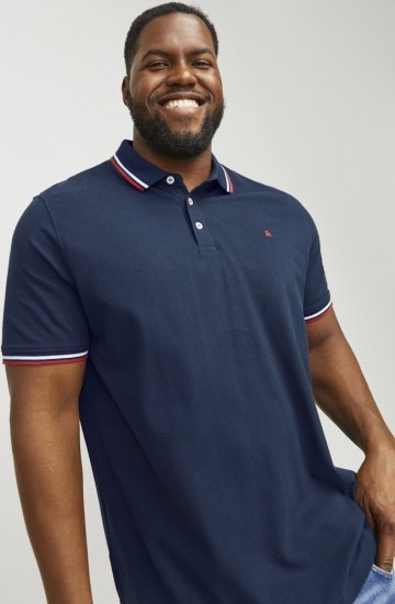 Jack & Jones PAULOS Short Sleeve Polo Navy Blazer - Polo- & piqueskjorter - Poloskjorte i store størrelser - 2XL-8XL