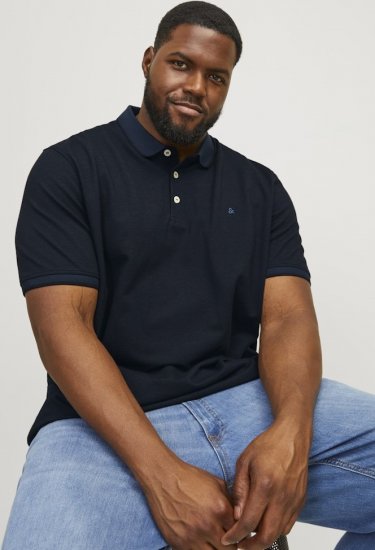 Jack & Jones PAULOS Short Sleeve Polo Dark Navy/PS - Polo- & piqueskjorter - Poloskjorte i store størrelser - 2XL-8XL