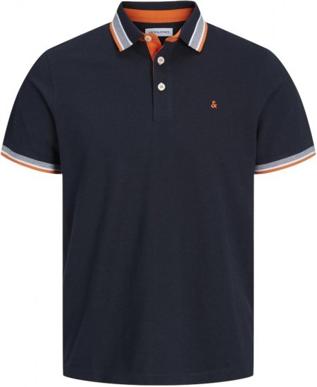 Jack & Jones PAULOS Short Sleeve Polo Black Navy/NEON - Polo- & piqueskjorter - Poloskjorte i store størrelser - 2XL-8XL