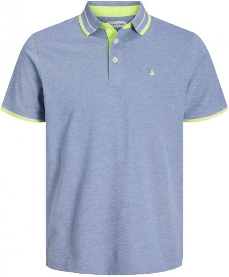 Jack & Jones PAULOS Short Sleeve Polo Light Blue/NEON - Polo- & piqueskjorter - Poloskjorte i store størrelser - 2XL-8XL