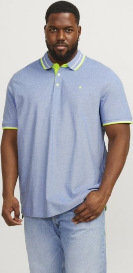 Jack & Jones PAULOS Short Sleeve Polo Light Blue/NEON - Polo- & piqueskjorter - Poloskjorte i store størrelser - 2XL-8XL