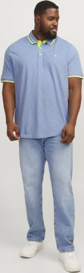 Jack & Jones PAULOS Short Sleeve Polo Light Blue/NEON - Polo- & piqueskjorter - Poloskjorte i store størrelser - 2XL-8XL
