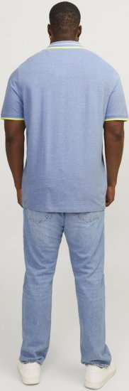 Jack & Jones PAULOS Short Sleeve Polo Light Blue/NEON - Polo- & piqueskjorter - Poloskjorte i store størrelser - 2XL-8XL