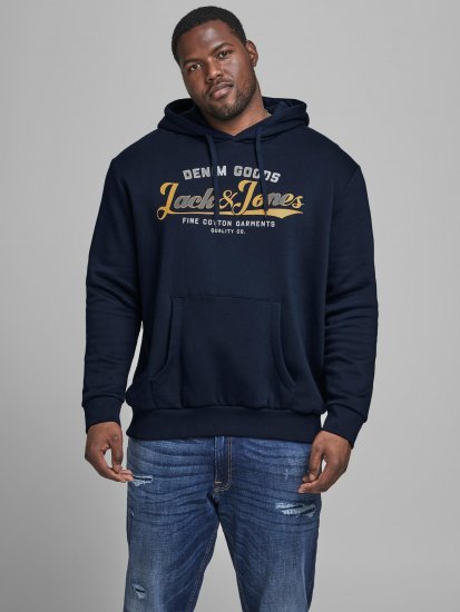Jack & Jones Elogo Sweat Hood Navy Blazer - Gensere og hettegensere - Store hettegensere - 2XL-14XL