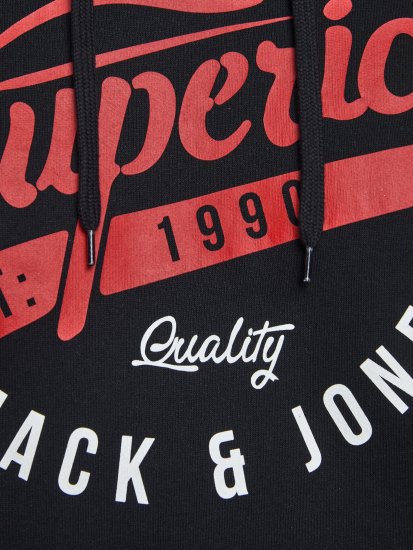 Jack & Jones Elogo Sweat Hood Black - Gensere og hettegensere - Store hettegensere - 2XL-14XL