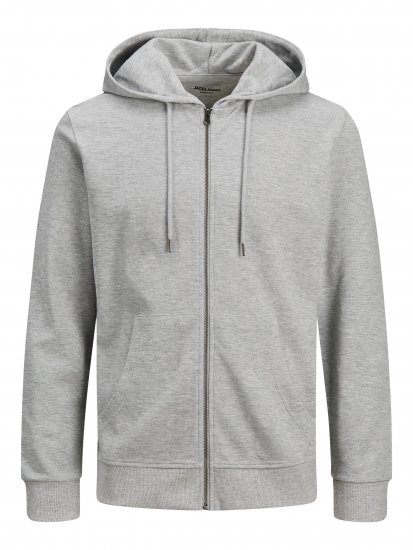 Jack & Jones Basic Sweat Zip Hood Light Grey Melange - Gensere og hettegensere - Store hettegensere - 2XL-14XL