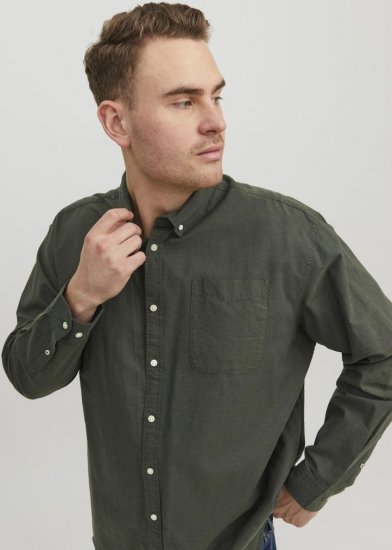 Jack & Jones OXFORD LS Shirt Green - Skjorter - Store skjorter - 2XL-8XL