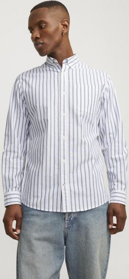 Jack & Jones OXFORD LS Shirt Striped Ensign Blue - Skjorter - Store skjorter - 2XL-8XL
