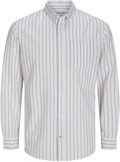 Jack & Jones OXFORD LS Shirt Striped White - Skjorter - Store skjorter - 2XL-8XL