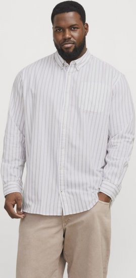 Jack & Jones OXFORD LS Shirt Striped White - Skjorter - Store skjorter - 2XL-8XL