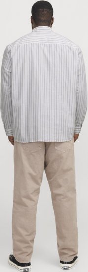 Jack & Jones OXFORD LS Shirt Striped White - Skjorter - Store skjorter - 2XL-8XL