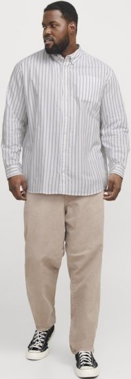 Jack & Jones OXFORD LS Shirt Striped White - Skjorter - Store skjorter - 2XL-8XL
