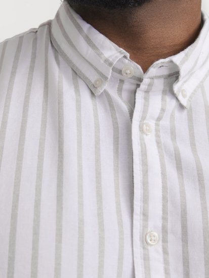 Jack & Jones OXFORD LS Shirt Striped White - Skjorter - Store skjorter - 2XL-8XL