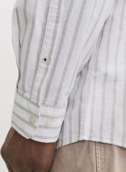 Jack & Jones OXFORD LS Shirt Striped White - Skjorter - Store skjorter - 2XL-8XL