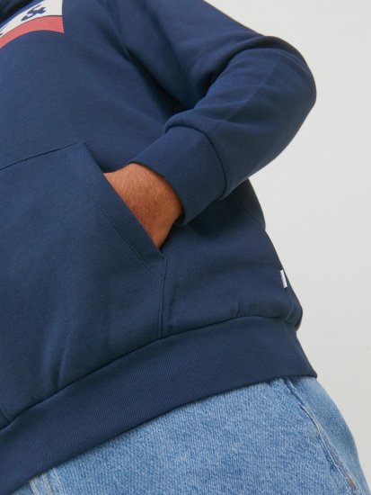 Jack & Jones CORP LOGO PLAY 4 Print Hoodie Navy Blazer - Gensere og hettegensere - Store hettegensere - 2XL-14XL