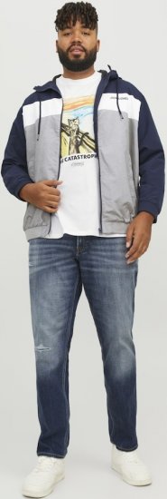 Jack & Jones RUSH White/Grey Blocking Bomber Jacket with Hood Navy Blazer - Jakker - Store jakker - 2XL-12XL