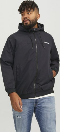 Jack & Jones RUSH SOLID Bomber Jacket with Hood Black - Jakker - Store jakker - 2XL-12XL