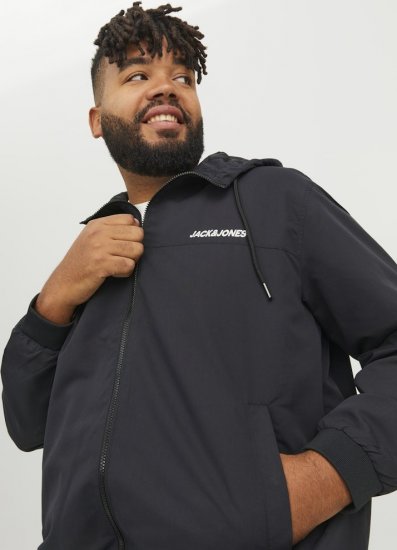 Jack & Jones RUSH SOLID Bomber Jacket with Hood Black - Jakker - Store jakker - 2XL-12XL