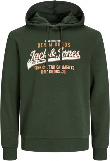 Jack & Jones 2 COL LOGO Hoodie Kombu Green - Gensere og hettegensere - Store hettegensere - 2XL-14XL