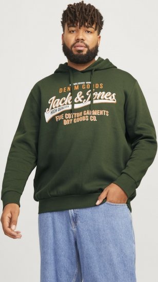 Jack & Jones 2 COL LOGO Hoodie Kombu Green - Gensere og hettegensere - Store hettegensere - 2XL-14XL